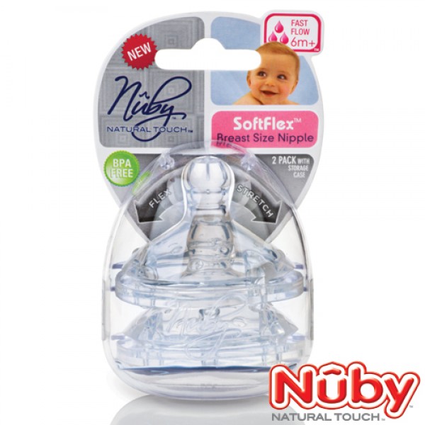 SoftFlex Breast Size Nipple - Fast Flow - Nuby - BabyOnline HK
