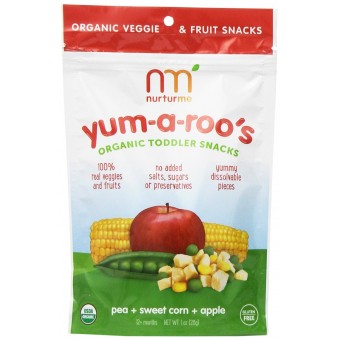 Yum-A-Roo's - Organic Toddler Snacks (Pea + Sweet  Corn + Apple) 28g