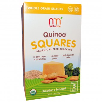 Quinoa Squares  (Cheddar + Broccoli) 5 Snack Packs 50g