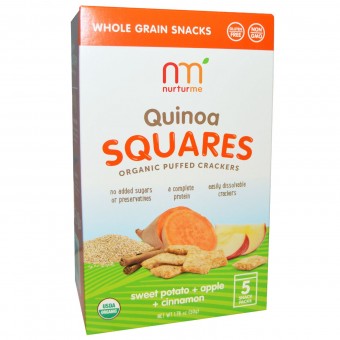 Quinoa Squares  (Sweet Potato + Apple + Cinnamon) 5 Snack Packs 50g