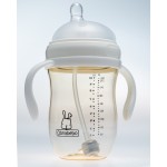 PPSU Wide-Neck Baby Bottle with Flexi-Straw (White) 280ml - Obnabebo - BabyOnline HK
