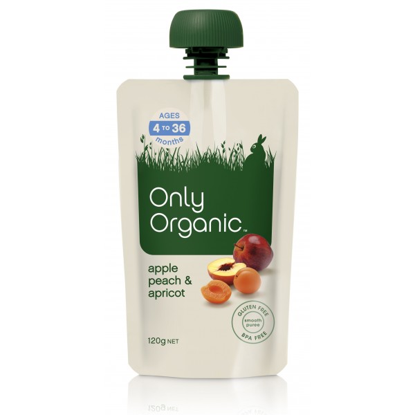 Organic Apple, Peach & Apricot 120g - Only Organic - BabyOnline HK