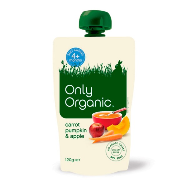 Organic Carrot Pumpkin & Apple 120g - Only Organic - BabyOnline HK