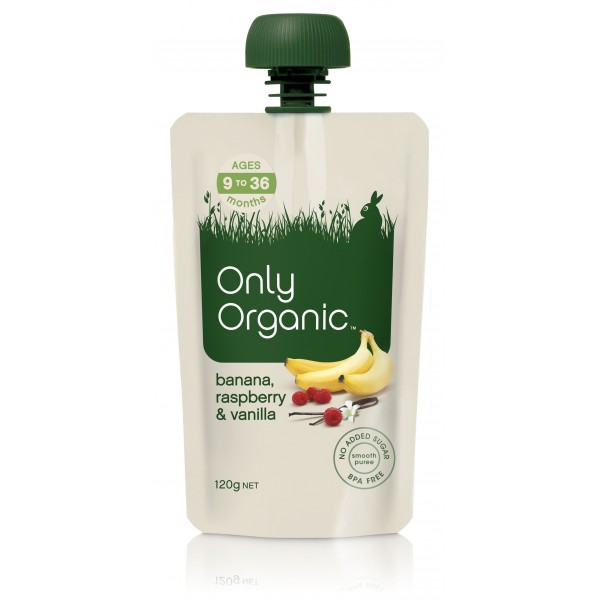 Organic Banana, Raspberry & Vanilla 120g - Only Organic - BabyOnline HK