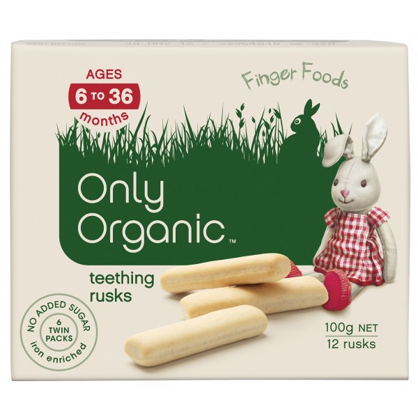 Organic Teething Rusks 100g (12 rusks) - Only Organic - BabyOnline HK
