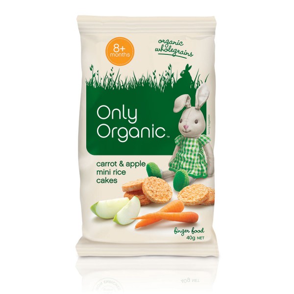 Organic Carrot & Apple Mini Rice Cakes 40g - Only Organic - BabyOnline HK