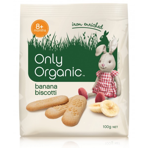 香蕉意式脆餅 100g (12件) - Only Organic - BabyOnline HK