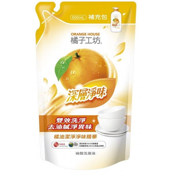 Dish & Veggie Wash Refill (Deodorant) - 500ml - Orange House - BabyOnline HK