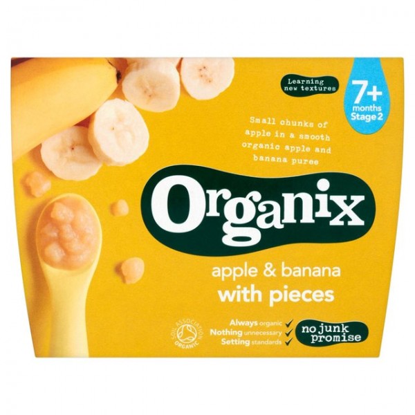 Organic Apple & Banana with Pieces (4 x 95g) - Organix - BabyOnline HK