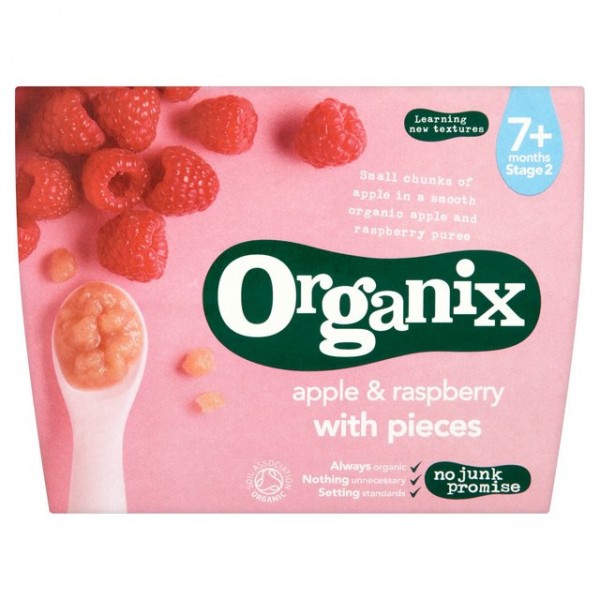 Organic Apple & Raspberry with Pieces (4 x 95g) - Organix - BabyOnline HK