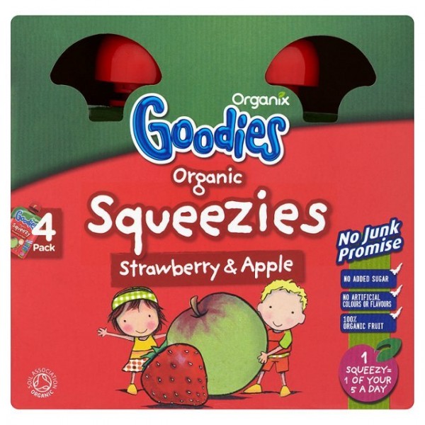 Organic Squeezies - Strawberry & Apple (4 x 90g) - Organix - BabyOnline HK