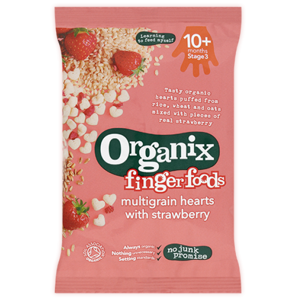 Organic Multigrain Hearts Fruity - Strawberry 8g - Organix - BabyOnline HK