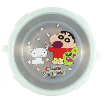 Crayon Shinchan - Bowl with Stainless Steel inner and Lid 450ml (Mint)