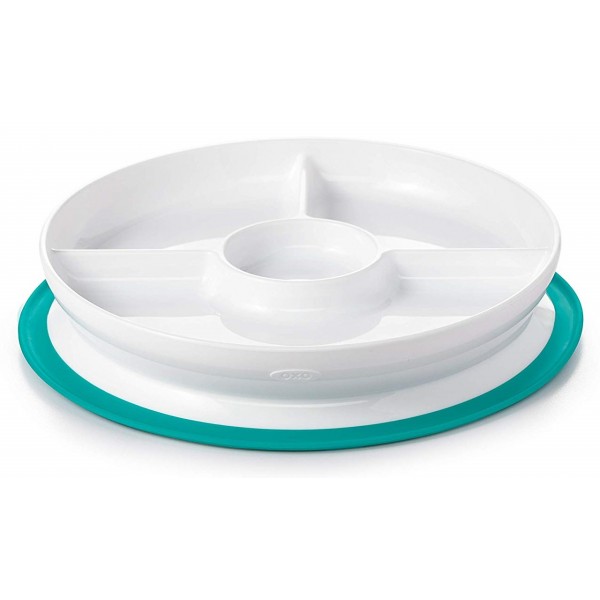 OXO Tot - Stick & Stay Suction Divided Plate - Teal - OXO - BabyOnline HK