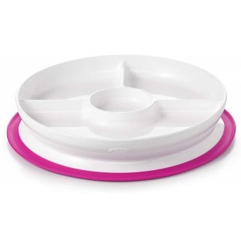 OXO Tot - Stick & Stay Suction Divided Plate - Pink