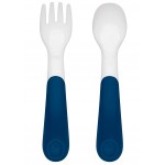 OXO Tot On-the-Go Plastic Fork and Spoon Set with Travel Case - Navy - OXO - BabyOnline HK