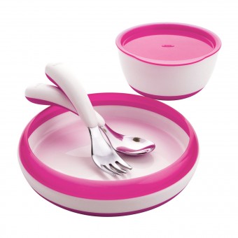 OXO Tot - 四件餐具組合 - 粉紅色
