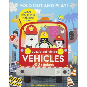Fold out and Play! Puzzle Activities VEHICLES 500 Stickers