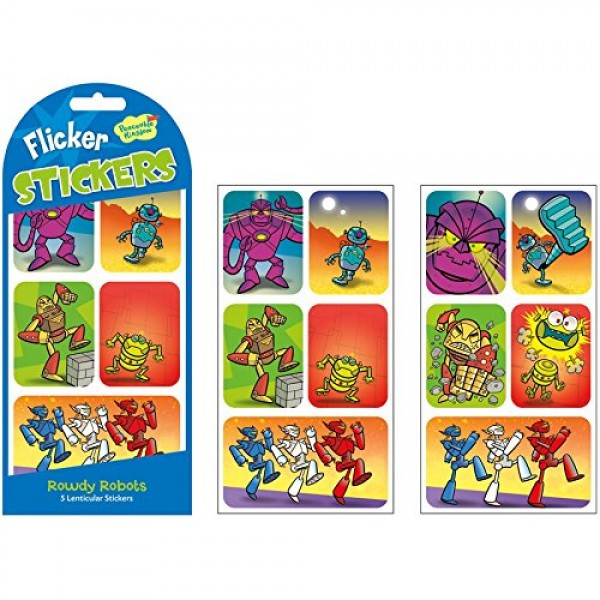 Lenticular Rowdy Robots - Picture Changing Flicker Sticker Pack - Peaceable Kingdom - BabyOnline HK