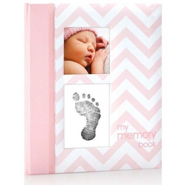 First 5 Years Chevron Baby Memory Book - Pink - PearHead - BabyOnline HK