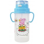 Peppa Pig - Straw Bottle with Handle n Strap 370ml (Blue) - Peppa Pig - BabyOnline HK