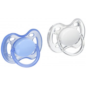 Contemporary Freeflow Soothers (0 - 6m) - Blue/White