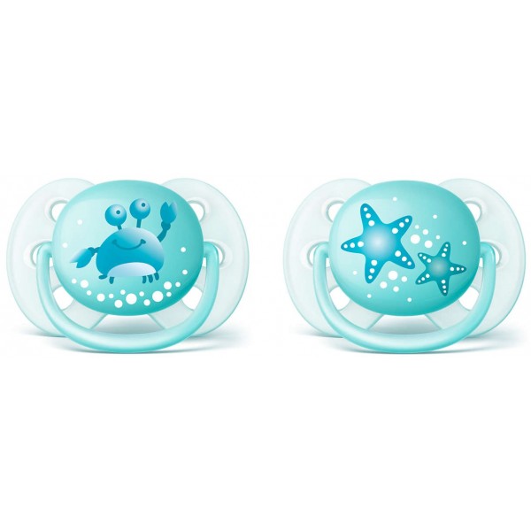 Ultra Soft Design Baby Soother (0 - 6m) - Blue - Philips Avent - BabyOnline HK