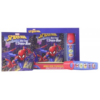 Marvel Spiderman - Book and Flashlight Set - Here Comes Spider-man!
