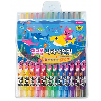 Baby Shark Pinkfong - Korean Crayons (12 colors)