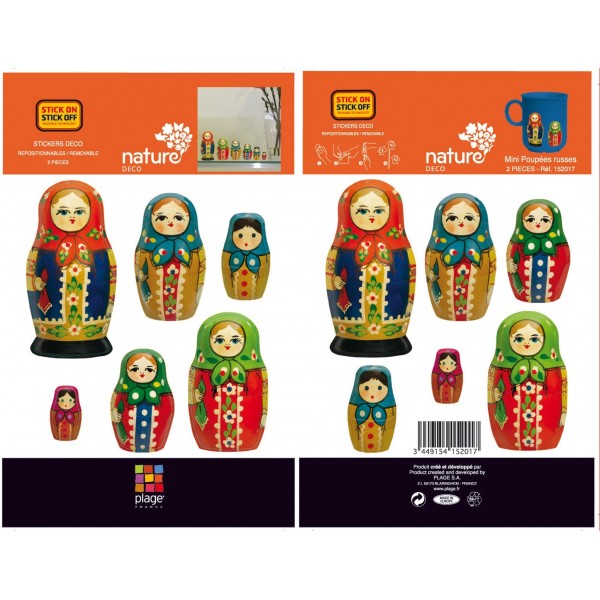 Nature Deco Restickable Sticker XXS - Russian Dolls (2 sheets) - Plage - BabyOnline HK