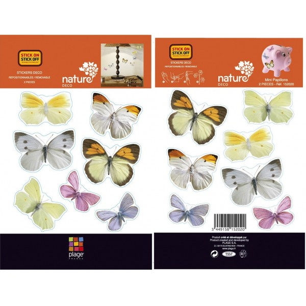 Nature Deco Restickable Sticker XXS - Butterflies (2 sheets) - Plage
