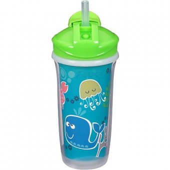 PlayTime - Insulated Spill-Proof Straw Cup 9oz - Green