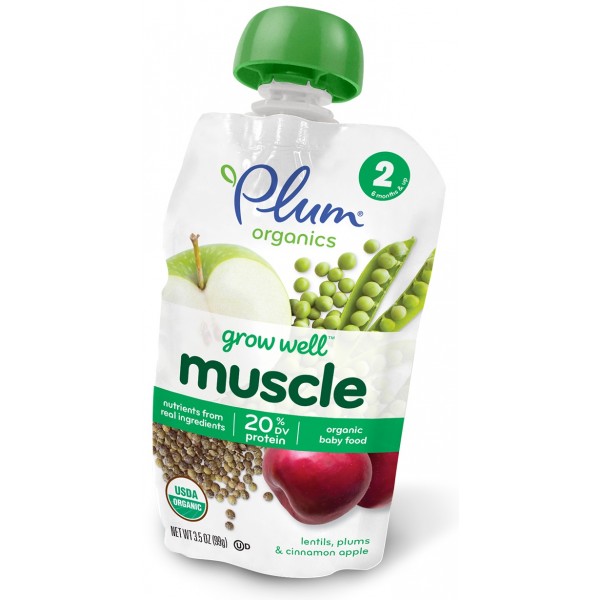 Grow Well - muscle (蘋果、扁豆、布冧、肉桂) 99g - Plum Organics - BabyOnline HK