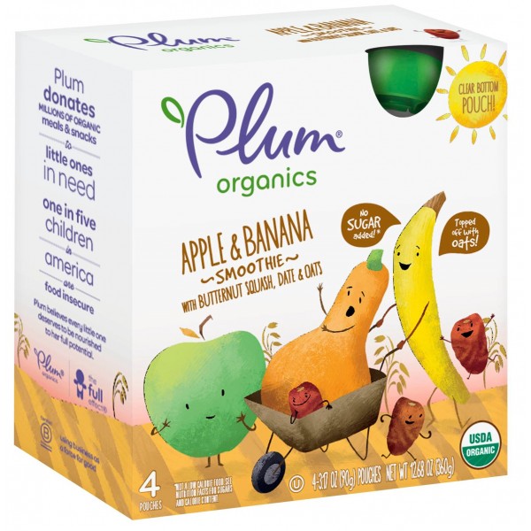 Apple & Banana Smoothie with Butternut Squash, Date & Oats 90g (4 pouches) - Plum Organics - BabyOnline HK