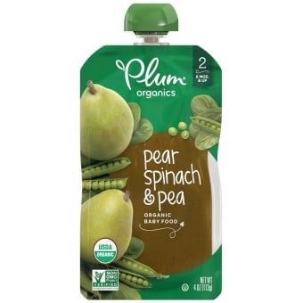 Organic Baby Food - Pear, Spinach & Pea 113g