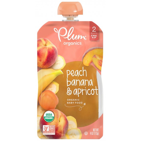 Organic Baby Food - Peach, Banana & Apricot 113g - Plum Organics - BabyOnline HK