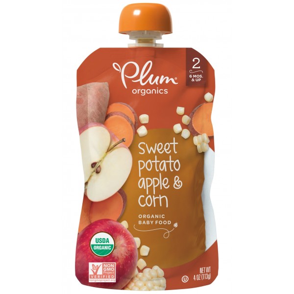 Organic Baby Food - Sweet Potato, Apple & Corn 113g - Plum Organics - BabyOnline HK