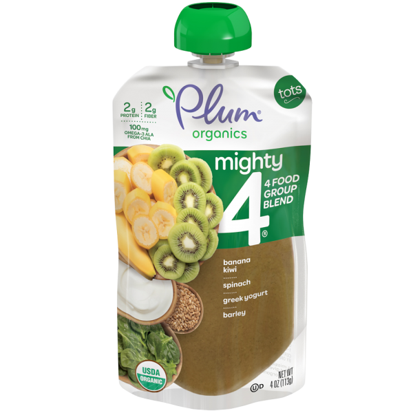Mighty 4 - 有機希臘乳酪 (香蕉、菠菜、奇異果、薏米) 113g - Plum Organics - BabyOnline HK