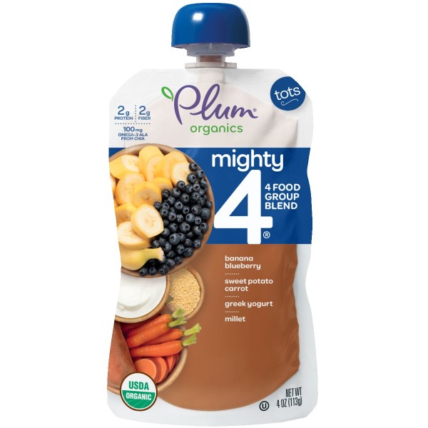 Mighty 4 - Banana, Blueberry, Sweet Potato, Carrot, Millet & Greek Yogurt 113g - Plum Organics - BabyOnline HK