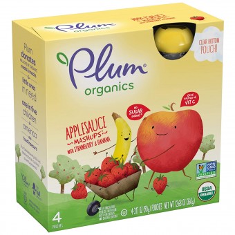 Organic AppleSauce Mashups with Strawberry & Banana (4 x 90g)