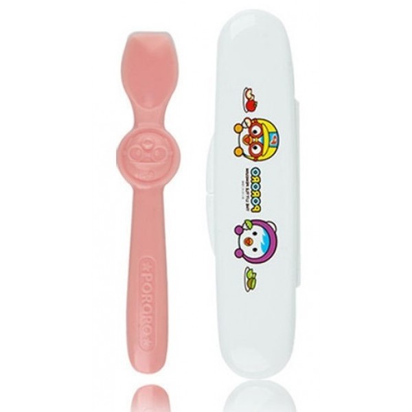 Pororo - Silicone Spoon with Case (Pink) - Edison - BabyOnline HK
