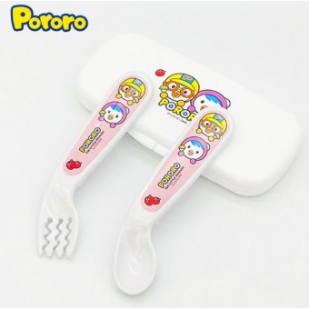 Pororo - Spoon and Fork with Case (Pink)