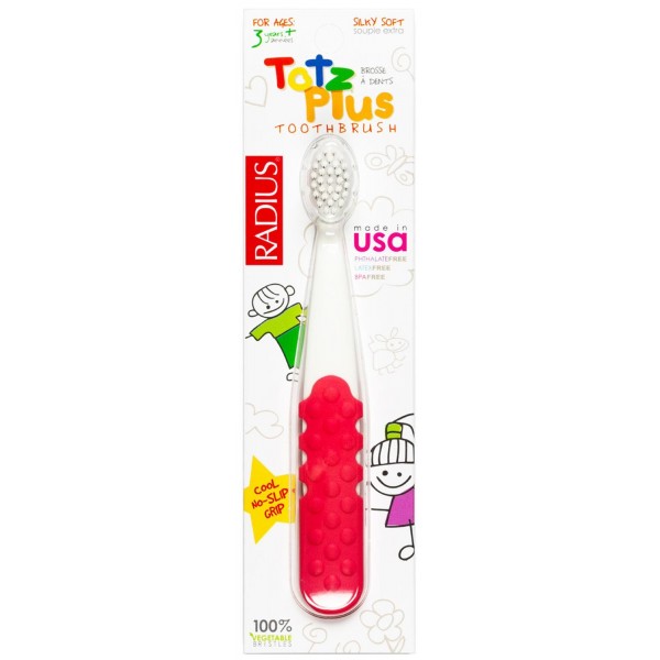 Totz Plus Silky Soft Toothbrush (3y+) - White / Coral - Radius - BabyOnline HK