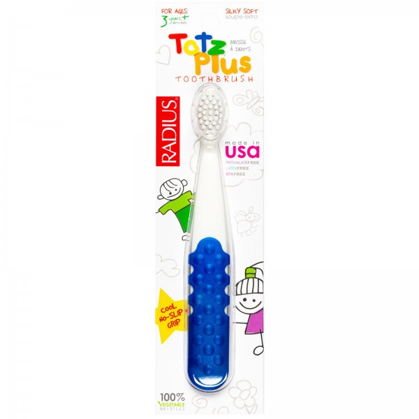 Totz Plus Silky Soft Toothbrush (3y+) - White / Blue - Radius - BabyOnline HK