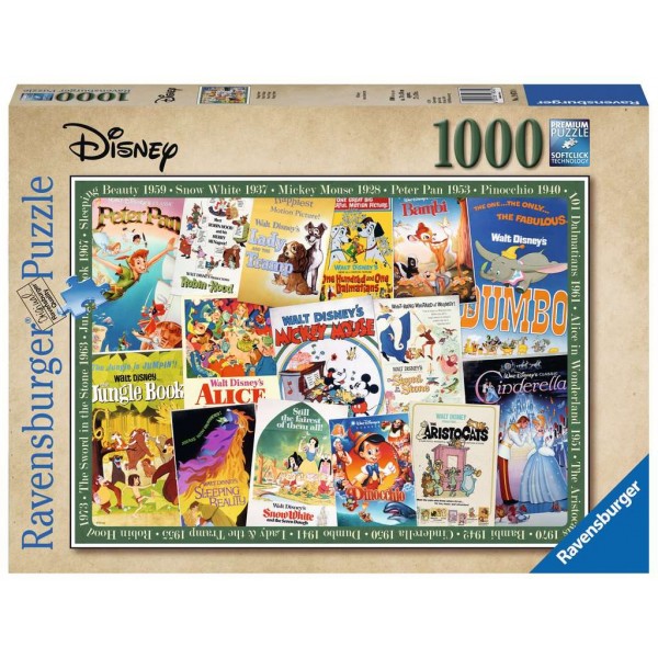 Puzzle - Disney Vintage Poster (1000 pieces) - Ravensburger - BabyOnline HK