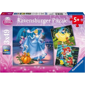 Disney Princess (Snow White, Cinderella, Ariel) - Puzzle (3 x 49)