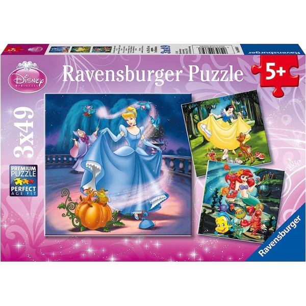 迪士尼公主 (白雪公主、灰姑娘、愛麗兒) - 拼圖 (3 x 49) - Ravensburger - BabyOnline HK