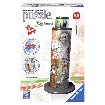 3D Puzzle - Tower of Pisa Flag Edition (216 pieces)