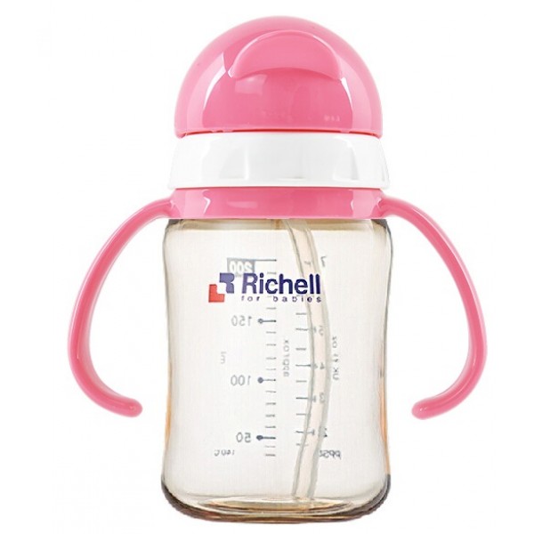PPSU Straw Bottle 200ml (Pink) - Richell - BabyOnline HK