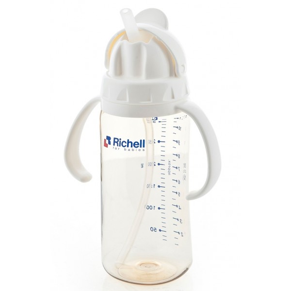 PPSU Straw Bottle 320ml (White) - Richell - BabyOnline HK